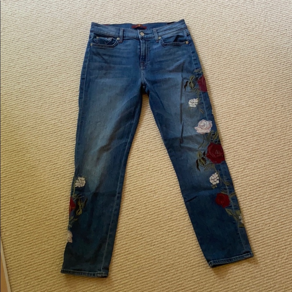 7 For All Mankind Floral Embroidered Jeans